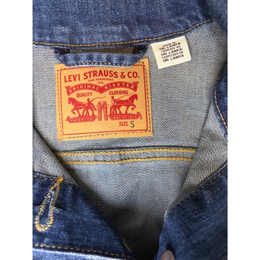 Levis Womens Original Trucker Denim Jacket Medium Wash Blue Stretch Classic S - Picture 3 of 6